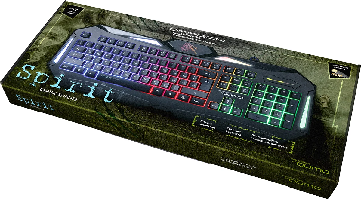 Клавиатура Qumo Dragon War Spirit проводная, USB Type-A, чёрный