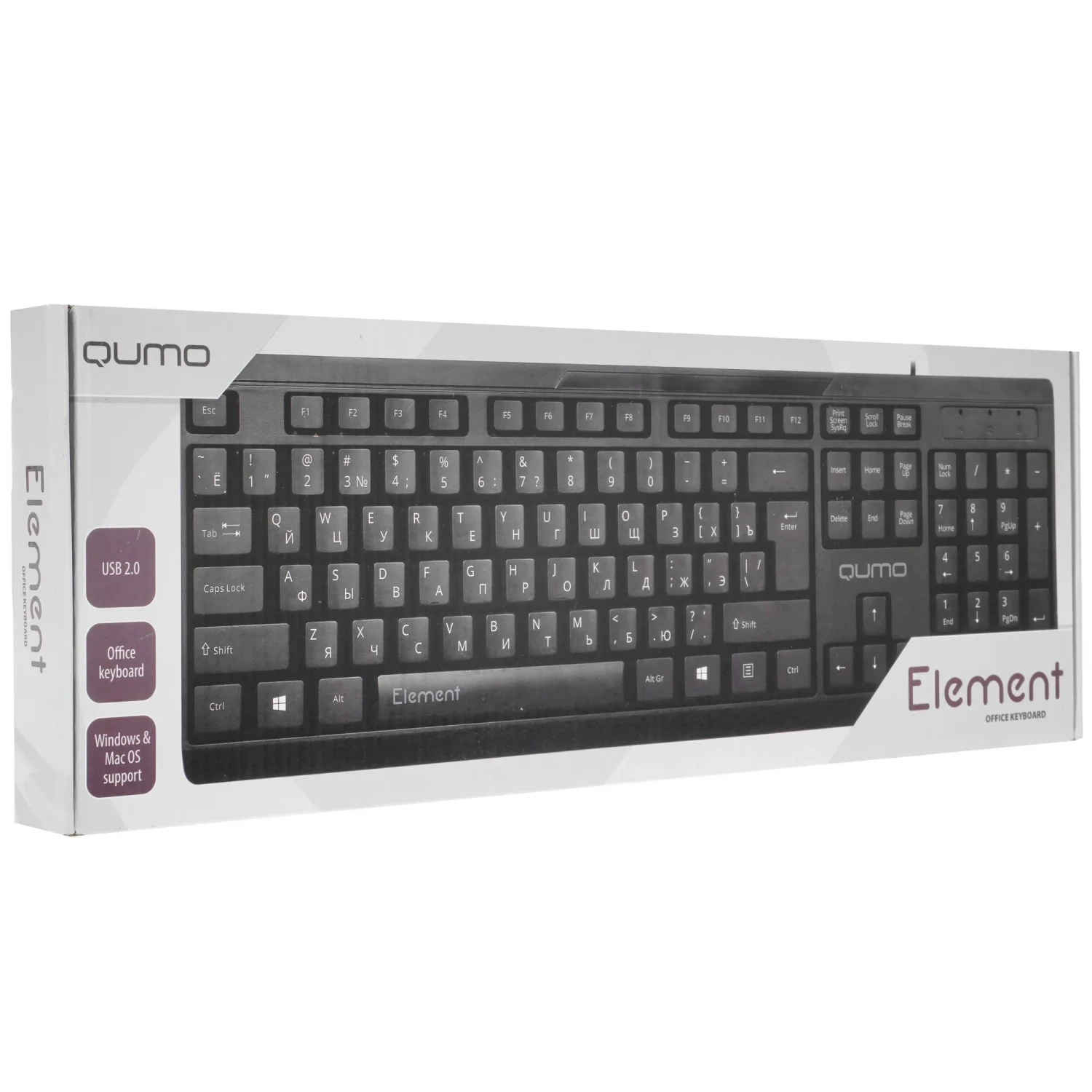 Клавиатура Qumo Office Element K65 проводная, USB Type-A, чёрный