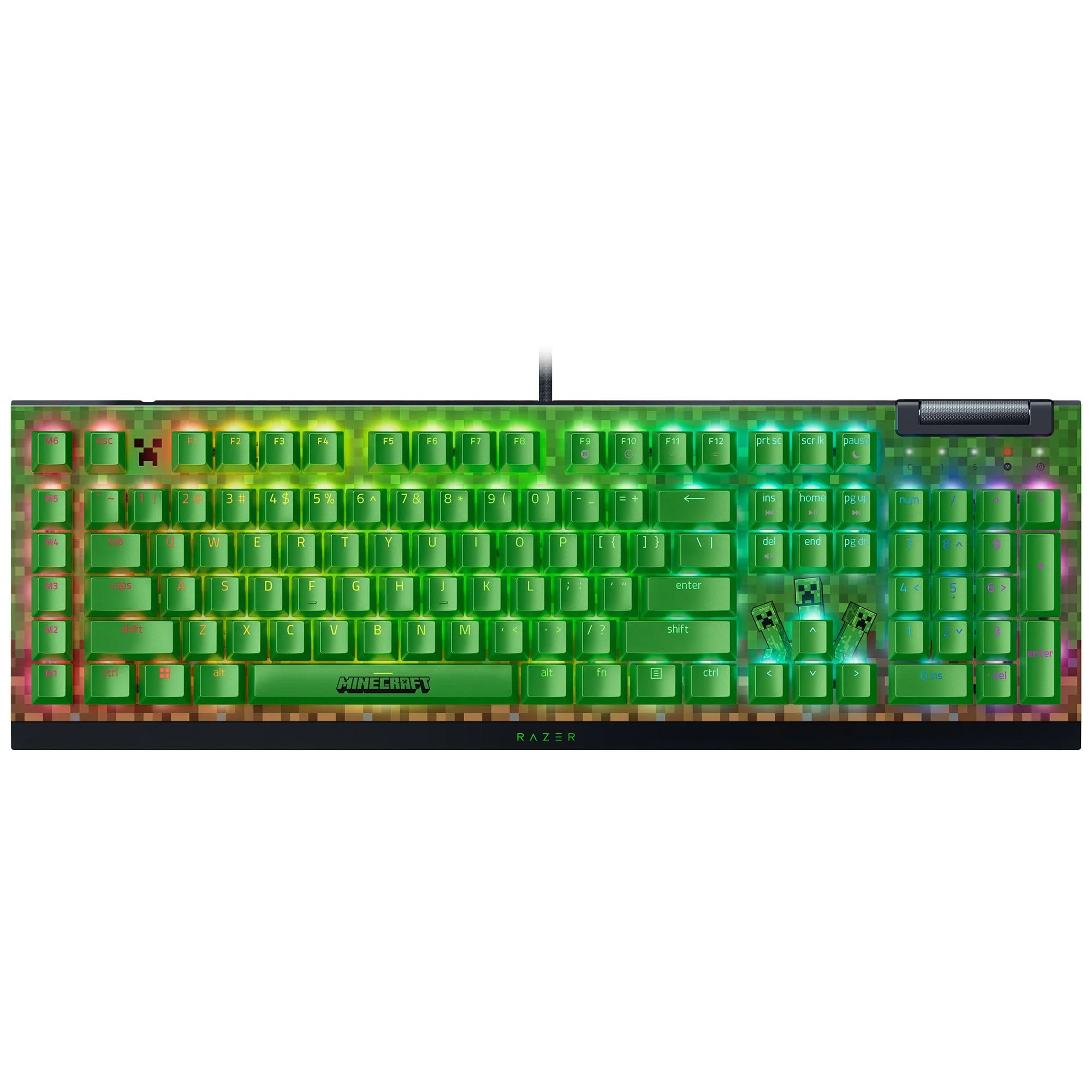 Клавиатура Razer BlackWidow V4 X Green Switch Minecraft Edition проводная, USB Type-A, зеленый