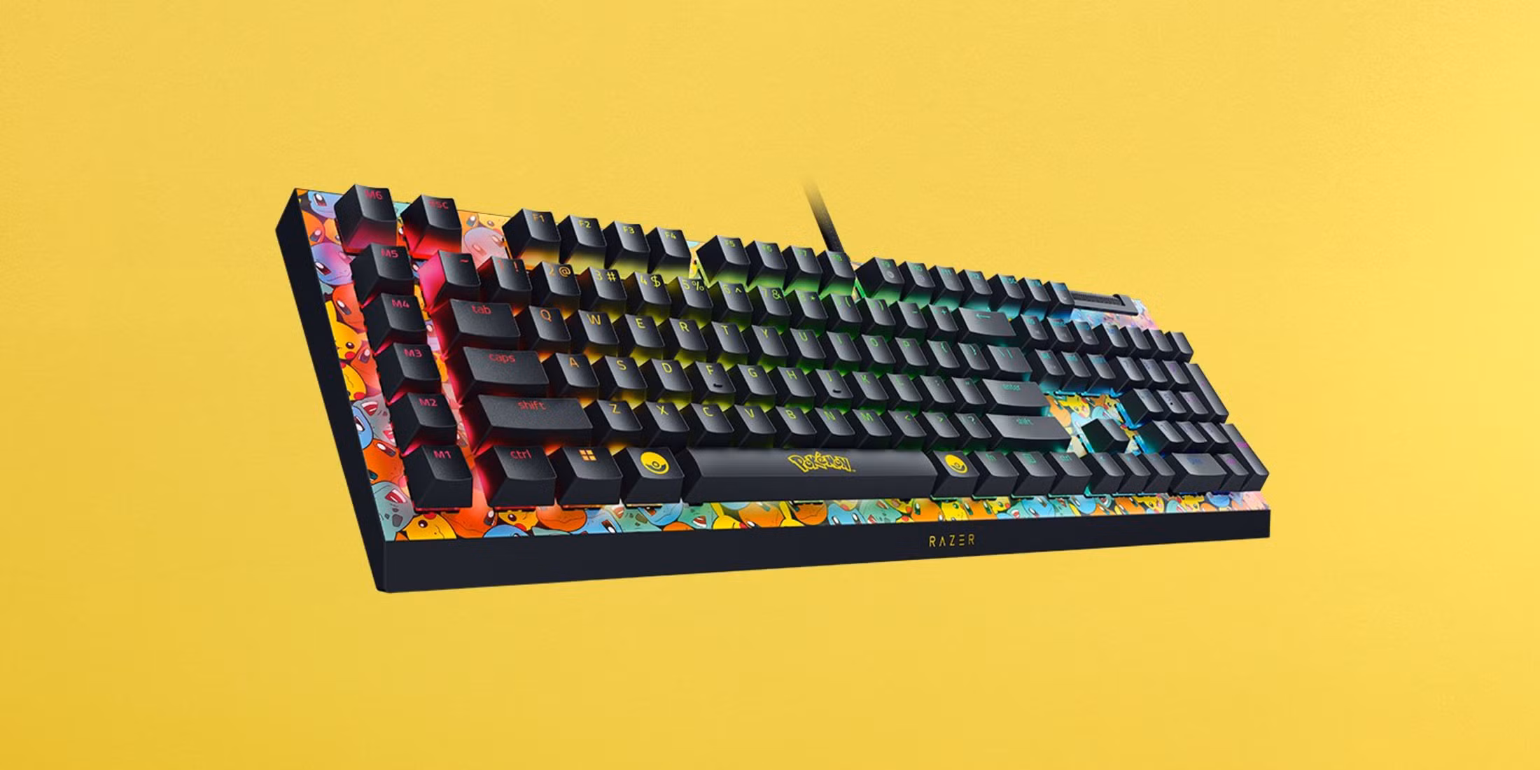 Клавиатура Razer BlackWidow V4 X Green Switch Pokemon Kanto Starters Edition проводная, USB Type-A, желтый