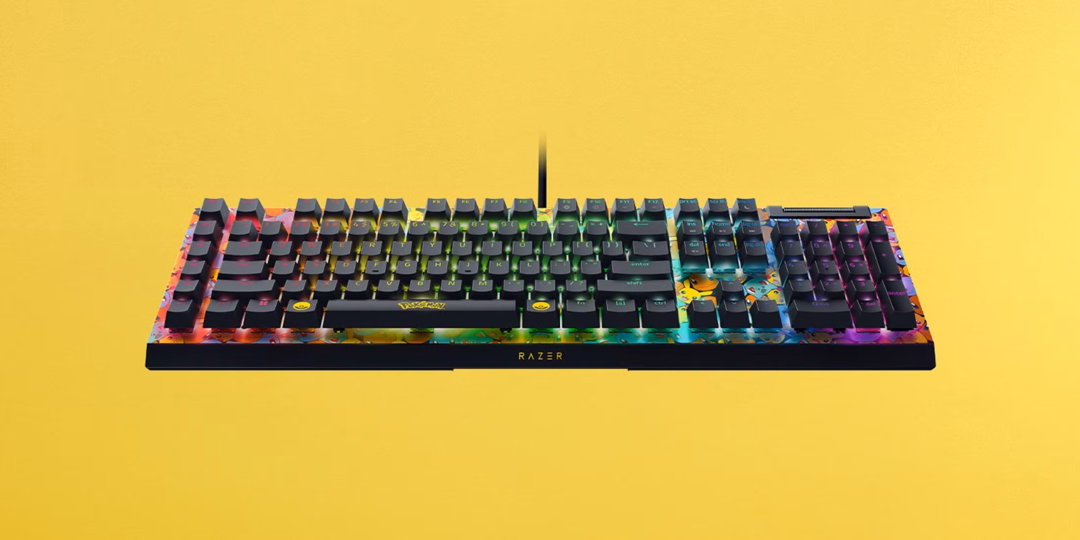 Клавиатура Razer BlackWidow V4 X Green Switch Pokemon Kanto Starters Edition проводная, USB Type-A, желтый
