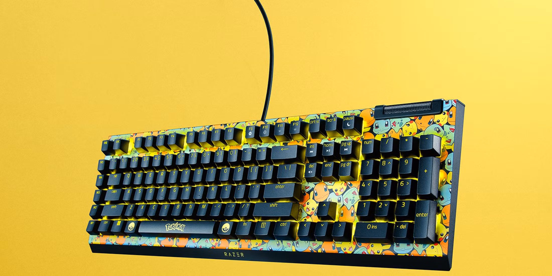 Клавиатура Razer BlackWidow V4 X Green Switch Pokemon Kanto Starters Edition проводная, USB Type-A, желтый