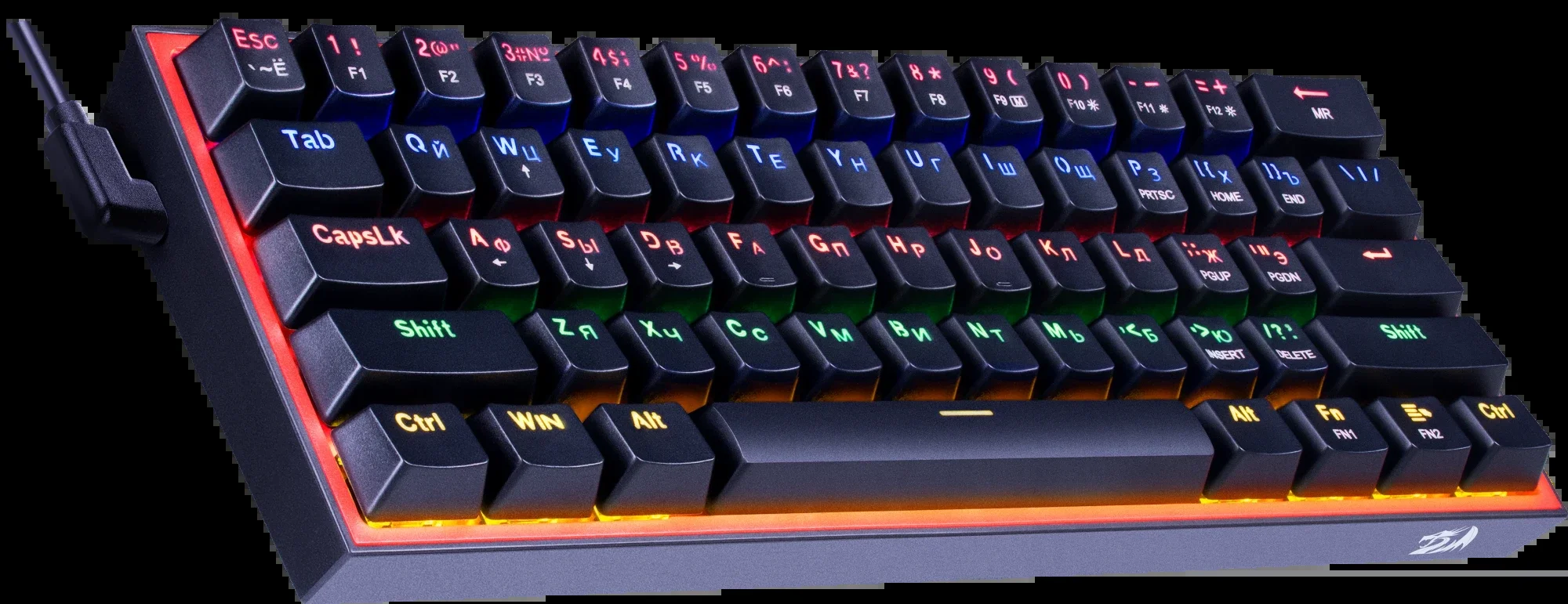 Клавиатура Redragon Fizz проводная, USB Type-A, чёрный/красный