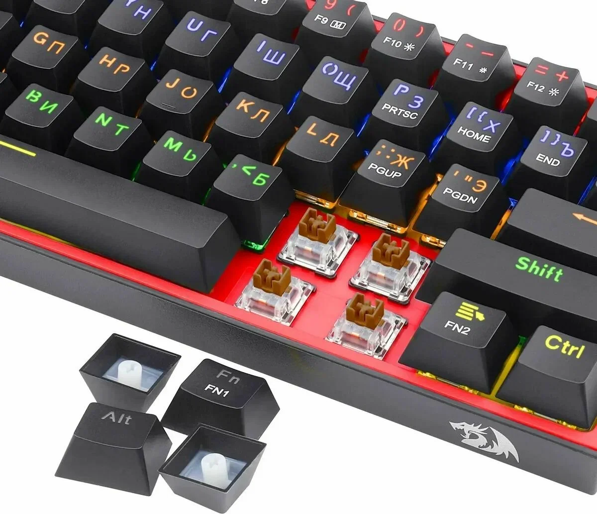 Клавиатура Redragon Fizz проводная, USB Type-A, чёрный/красный