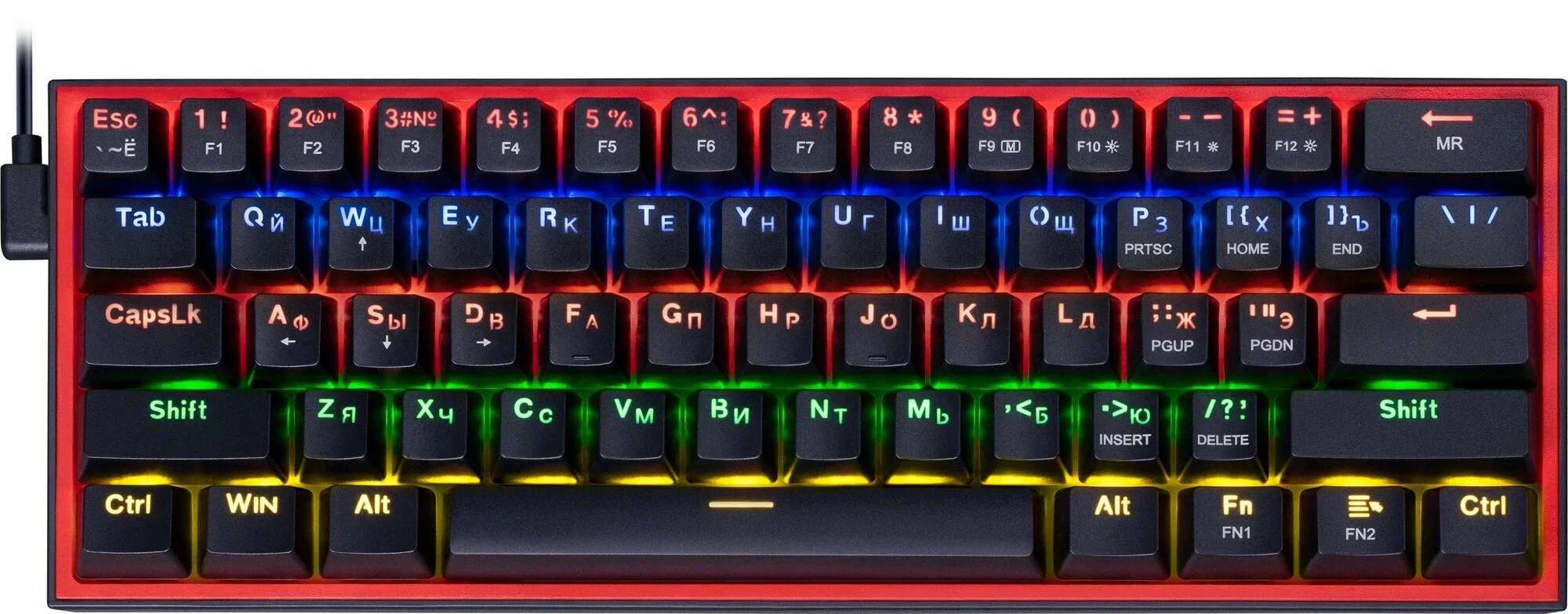 Клавиатура Redragon Fizz проводная, USB Type-A, чёрный/красный