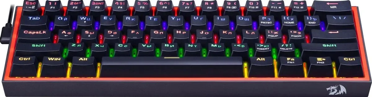 Клавиатура Redragon Fizz проводная, USB Type-A, чёрный/красный