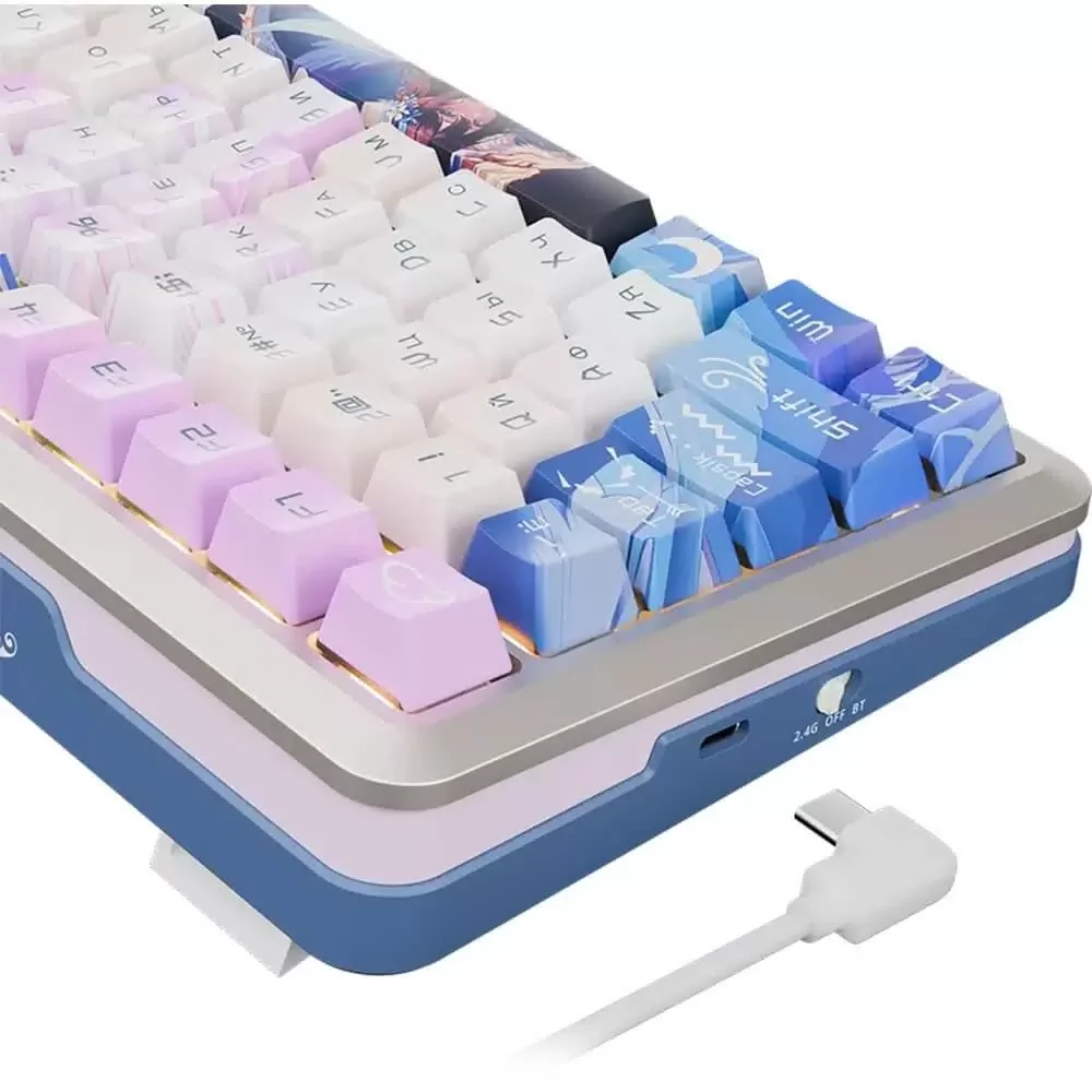 Клавиатура Redragon Flekact Pro гибридная, USB Type-A, Bluetooth, радиоканал, фиолетовый