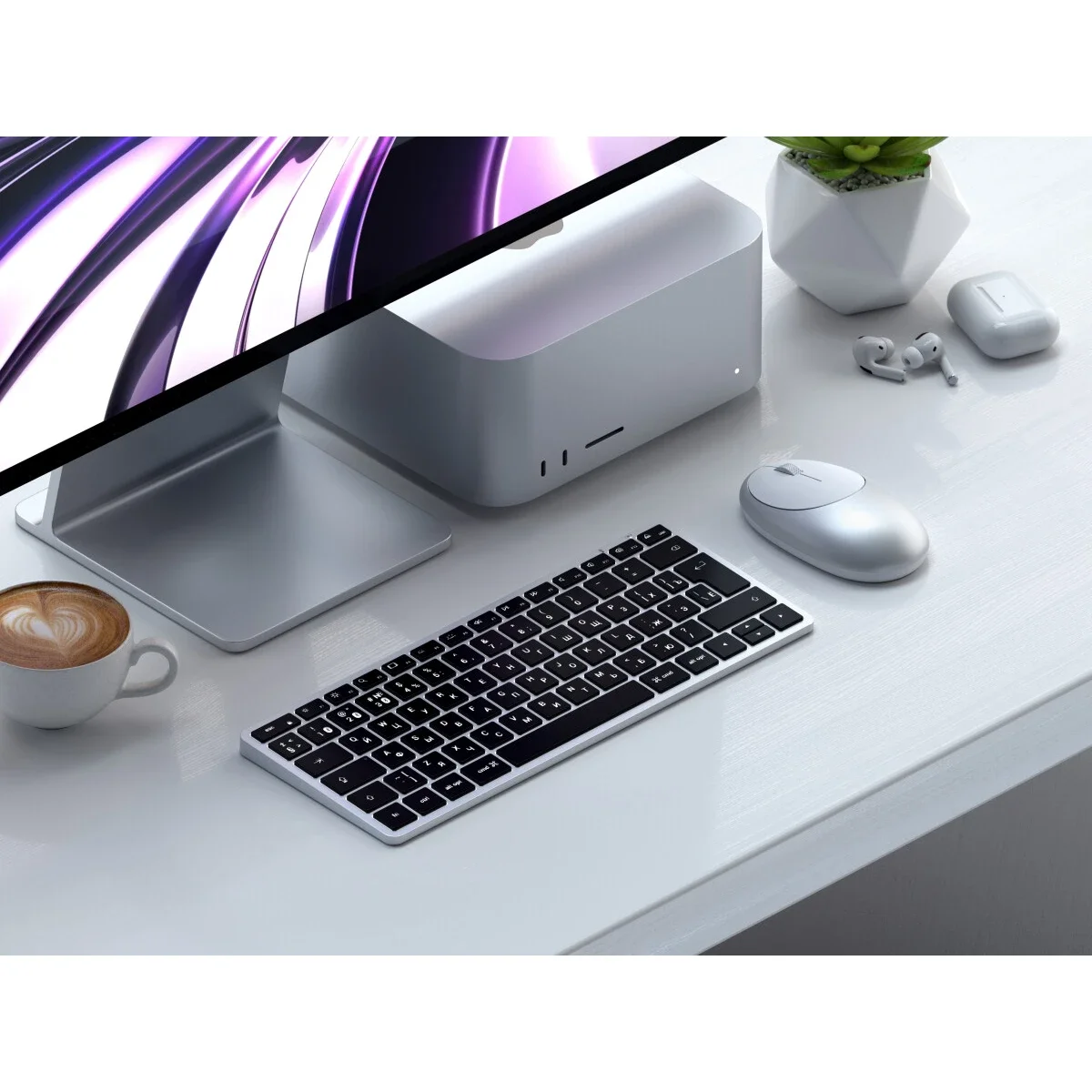 Клавиатура Satechi Slim X1 беспроводная, Bluetooth, серебристый