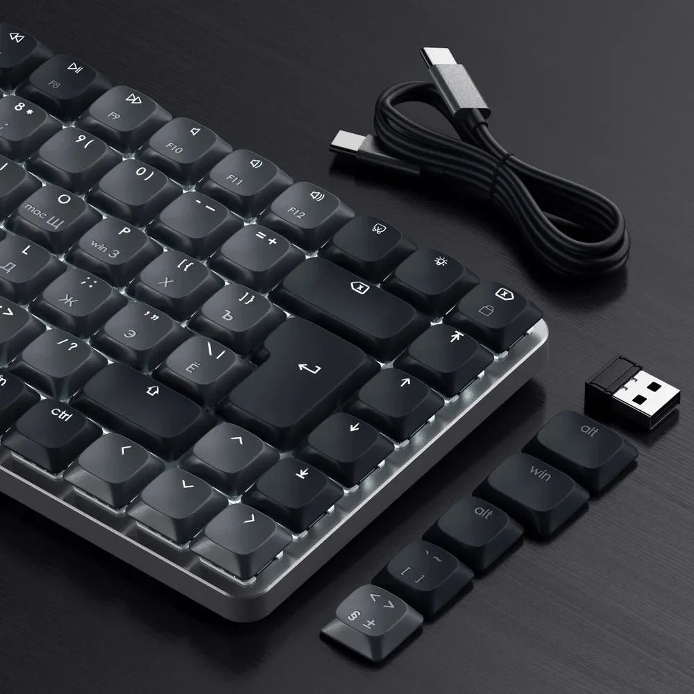 Клавиатура Satechi SM1 Slim Dark гибридная, USB Type-A, Bluetooth, радиоканал, чёрный