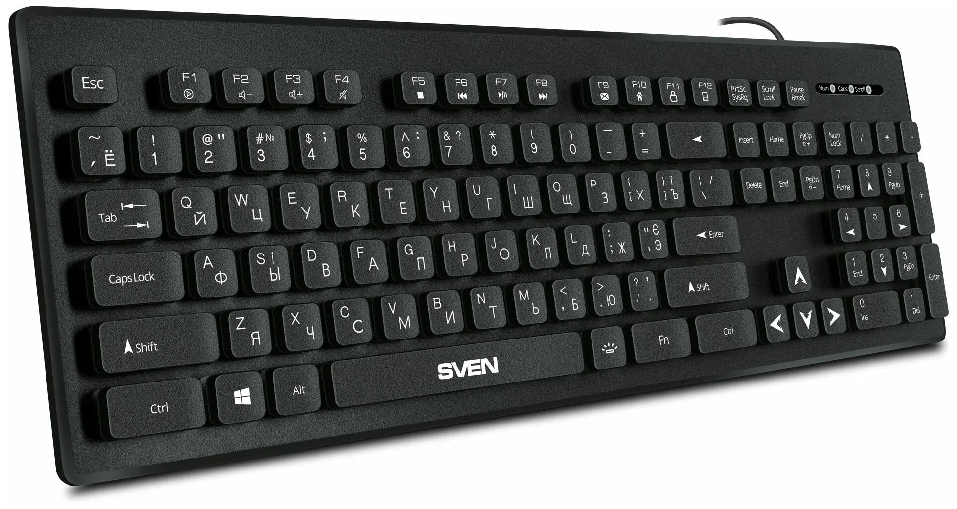 Клавиатура SVEN KB-C7500EL проводная, USB Type-A, чёрный