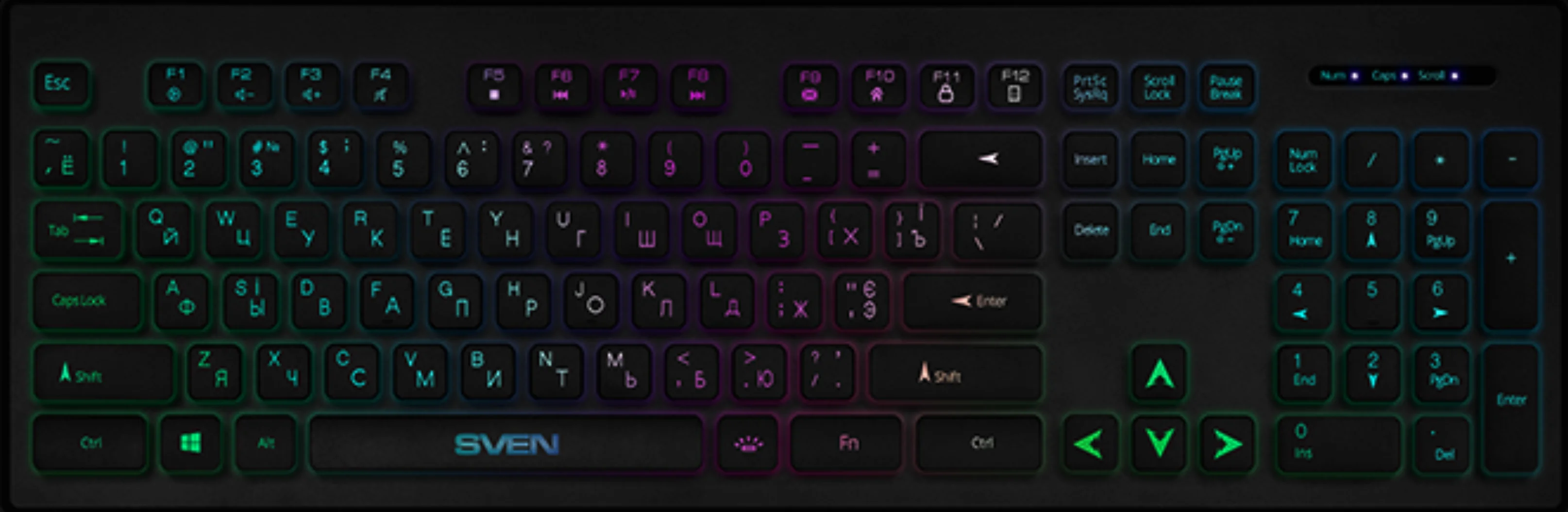 Клавиатура SVEN KB-C7500EL проводная, USB Type-A, чёрный
