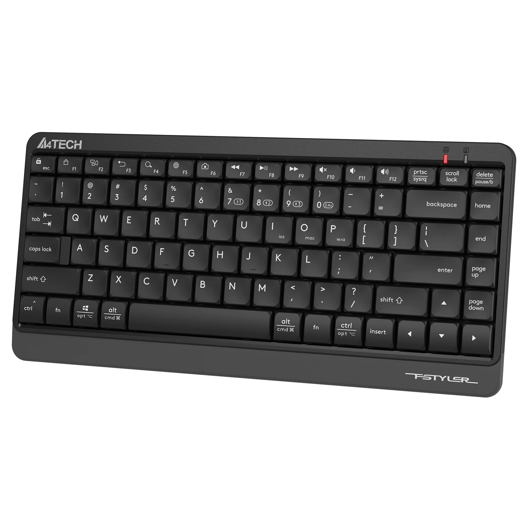 Клавиатура беспроводная A4Tech Fstyler FBK11, USB, Bluetooth/Радиоканал, черный/серый