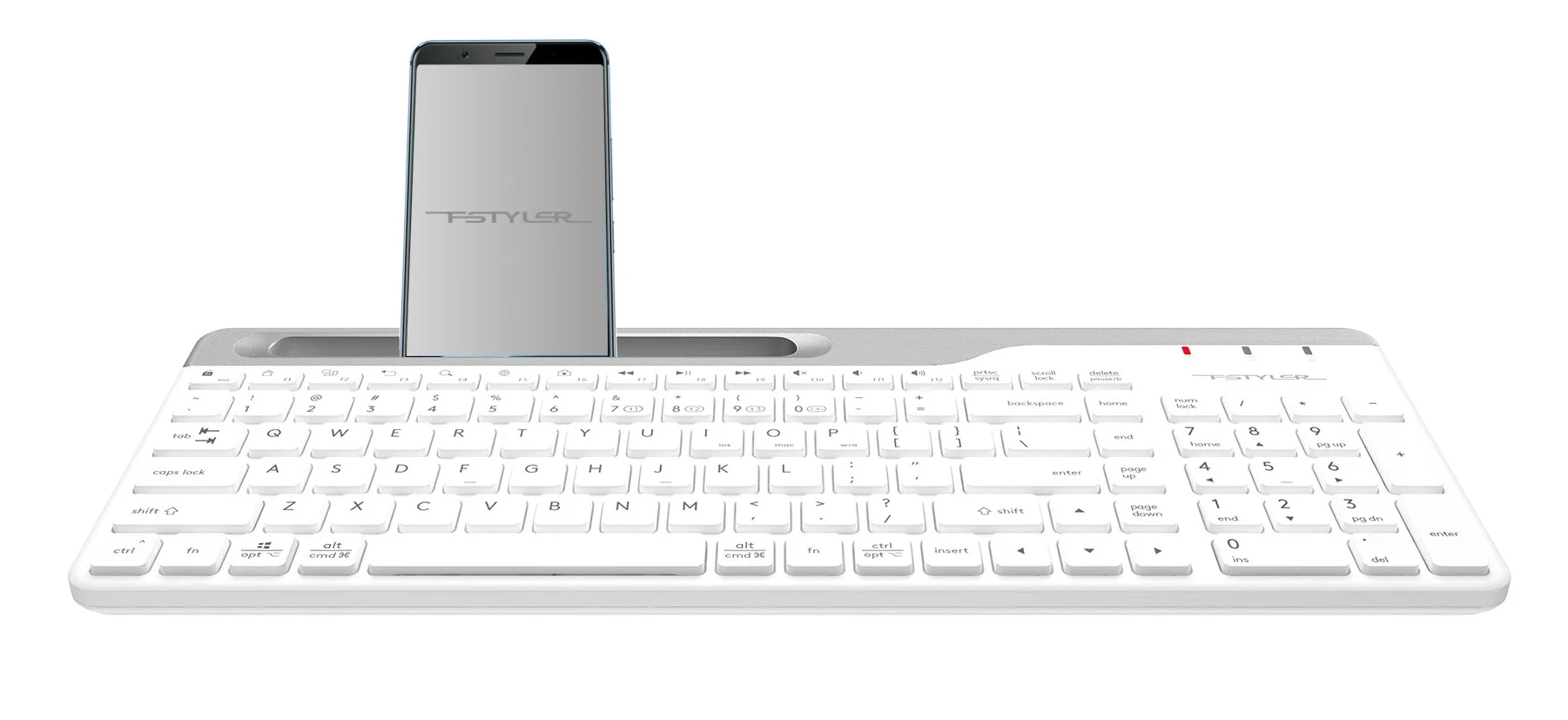 Клавиатура беспроводная A4Tech Fstyler FBK25, USB, Bluetooth/Радиоканал, белый/серый