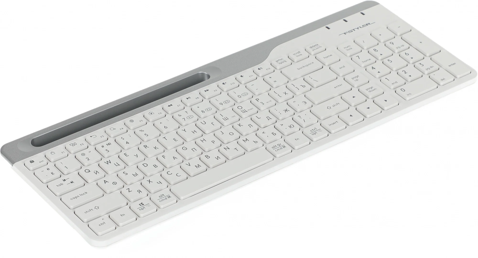 Клавиатура беспроводная A4Tech Fstyler FBK25, USB, Bluetooth/Радиоканал, белый/серый