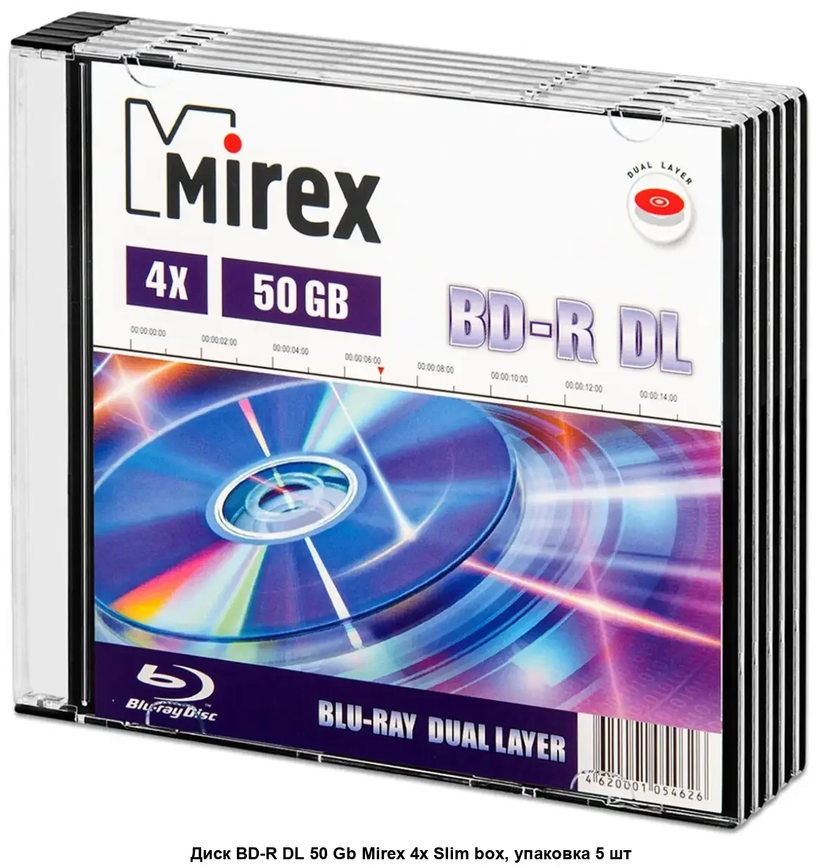 Диск BD-R Mirex 50 Gb, 6x, Slim Case (1), DL (1/50)