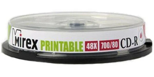 Диск CD-R Mirex 700 Mb, 48х, Cake Box (10), Ink Printable (10/300)