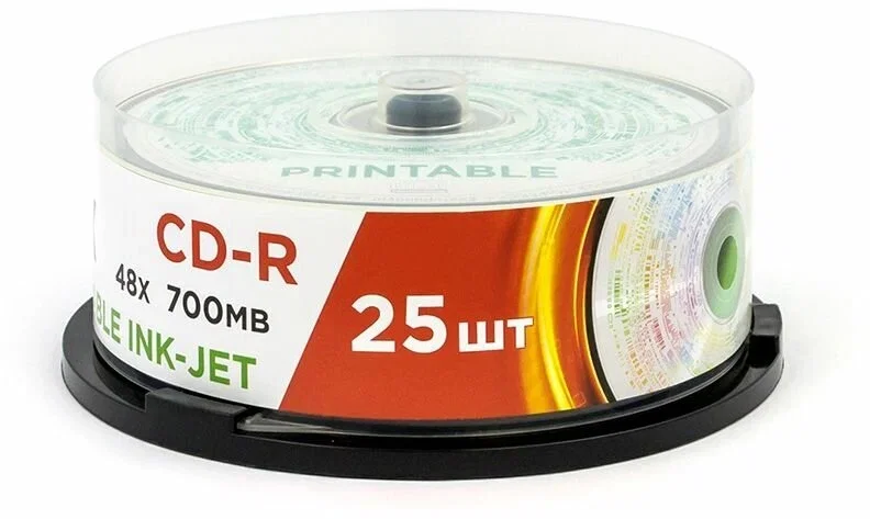 Диск CD-R Mirex 700 Mb, 48х, Cake Box (25), Ink Printable (25/300)
