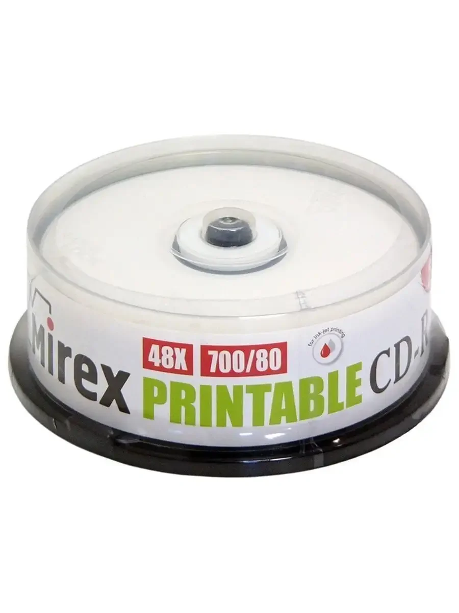 Диск CD-R Mirex 700 Mb, 48х, Cake Box (25), Ink Printable (25/300)