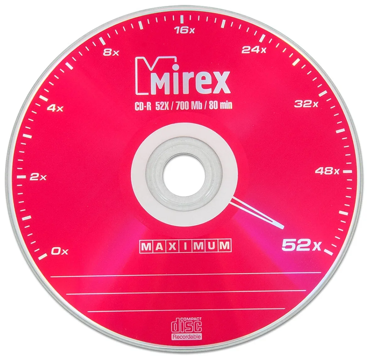 Диск CD-R Mirex 700 Mb, 52х, Maximum, Бум. конверт (1), (1/600)