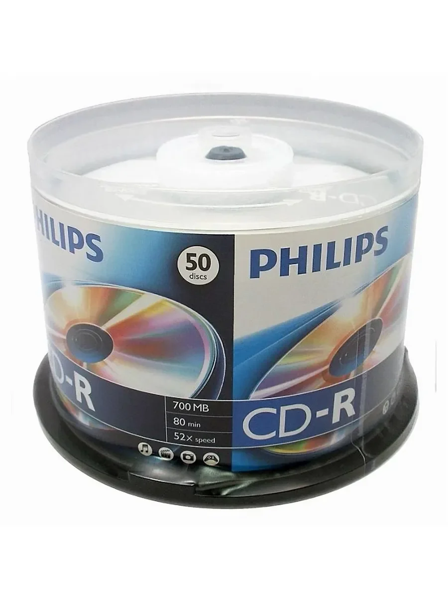 Диск CD-R Philips 700 Mb, 52х, Cake Box (50)