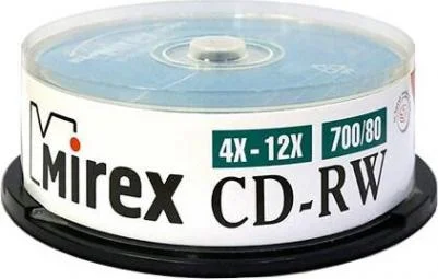 Диск CD-RW Mirex 700 Mb, 12х, Cake Box (25), (25/300)