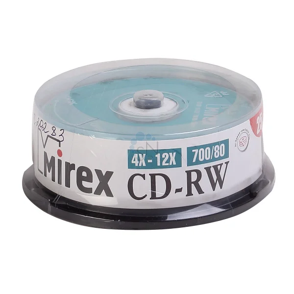 Диск CD-RW Mirex 700 Mb, 12х, Cake Box (25), (25/300)