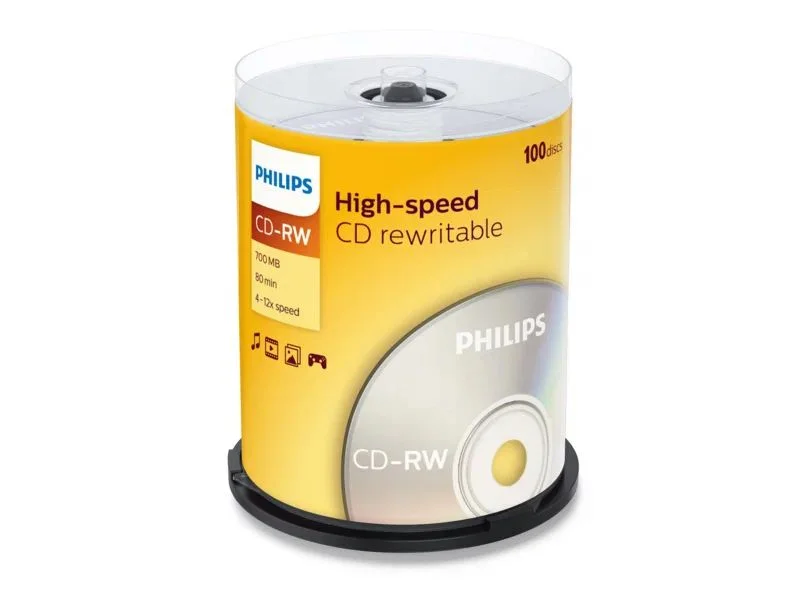 Диск CD-RW Philips 700 Mb, 12х, Cake Box (100)