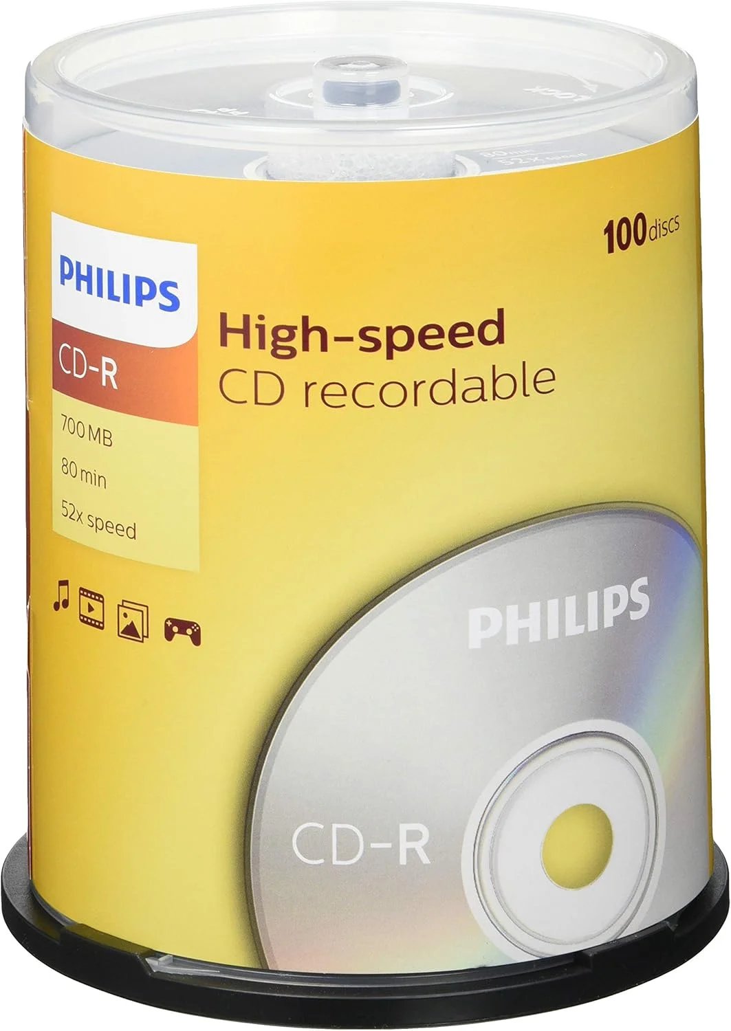 Диск CD-RW Philips 700 Mb, 12х, Cake Box (100)