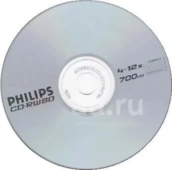 Диск CD-RW Philips 700 Mb, 12х, Бум.конверт (1)