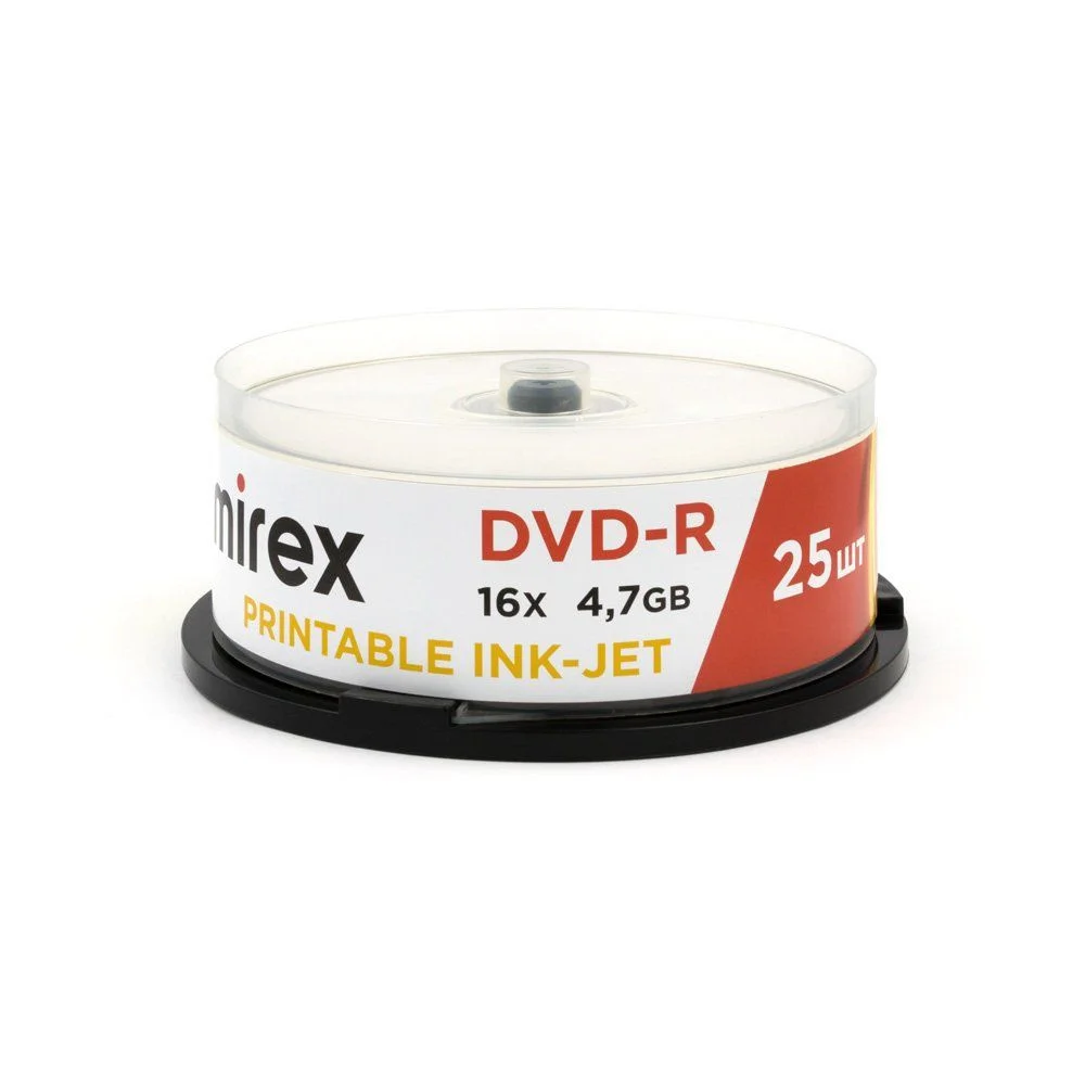 Диск DVD-R Mirex 4.7 Gb, 16x, Cake Box (25), Ink Printable (25/300)