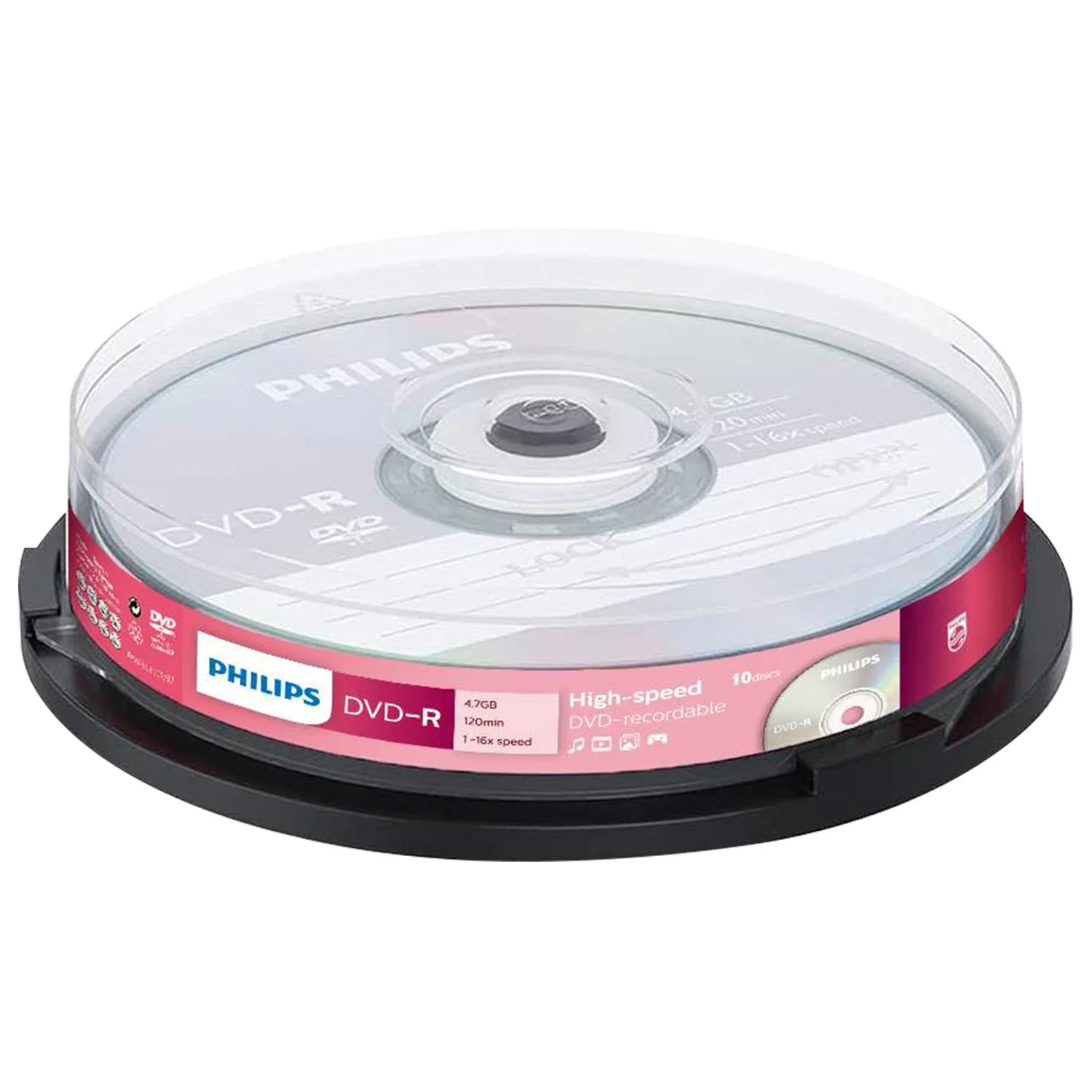 Диск DVD-R Philips 4.7 Gb, 16x, Cake Box (10)