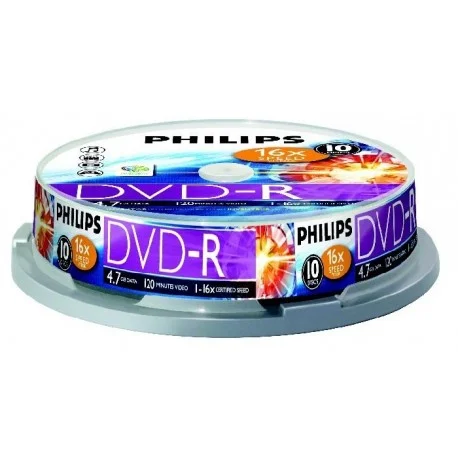 Диск DVD-R Philips 4.7 Gb, 16x, Cake Box (10)