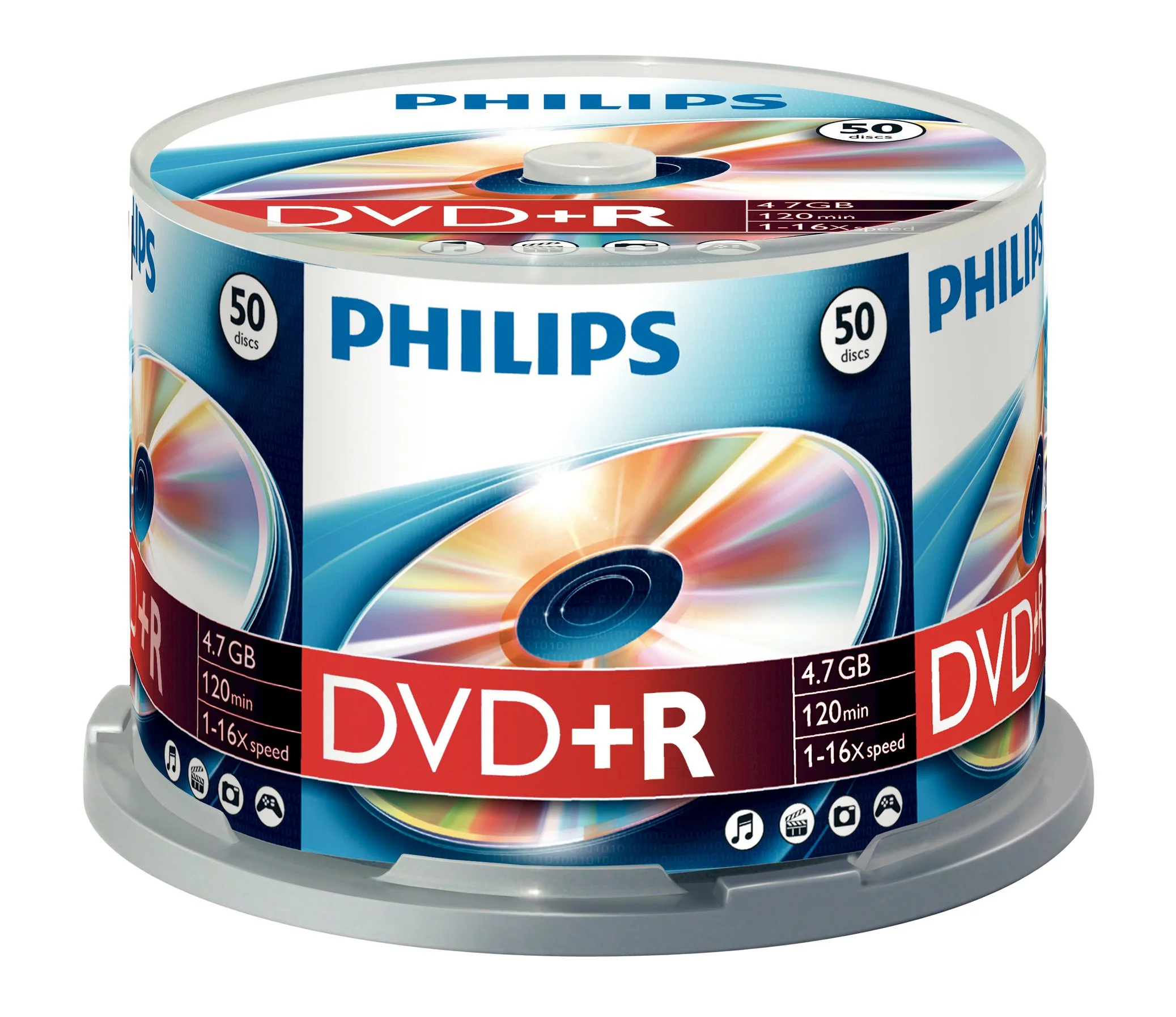 Диск DVD-R Philips 4.7 Gb, 16x, Cake Box (50)