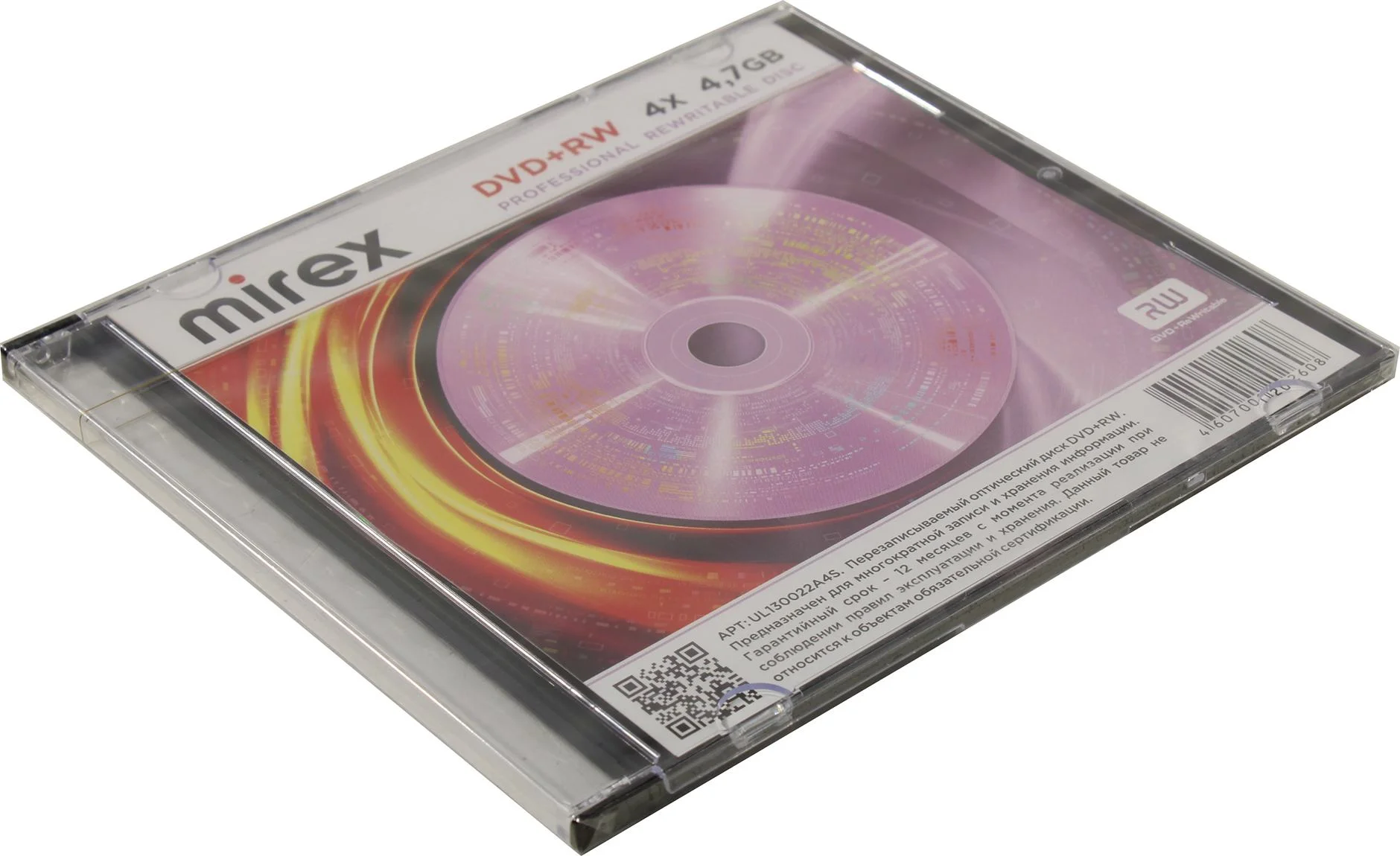 Диск DVD+RW Mirex 4.7 Gb, 4x, Slim Case (1), (1/50)