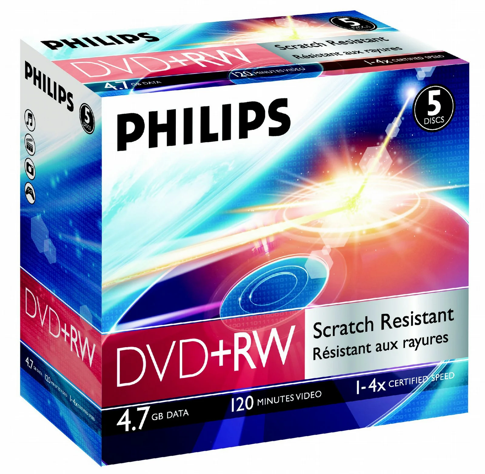 Диск DVD+RW Philips 4.7 Gb, 4x, Конверт