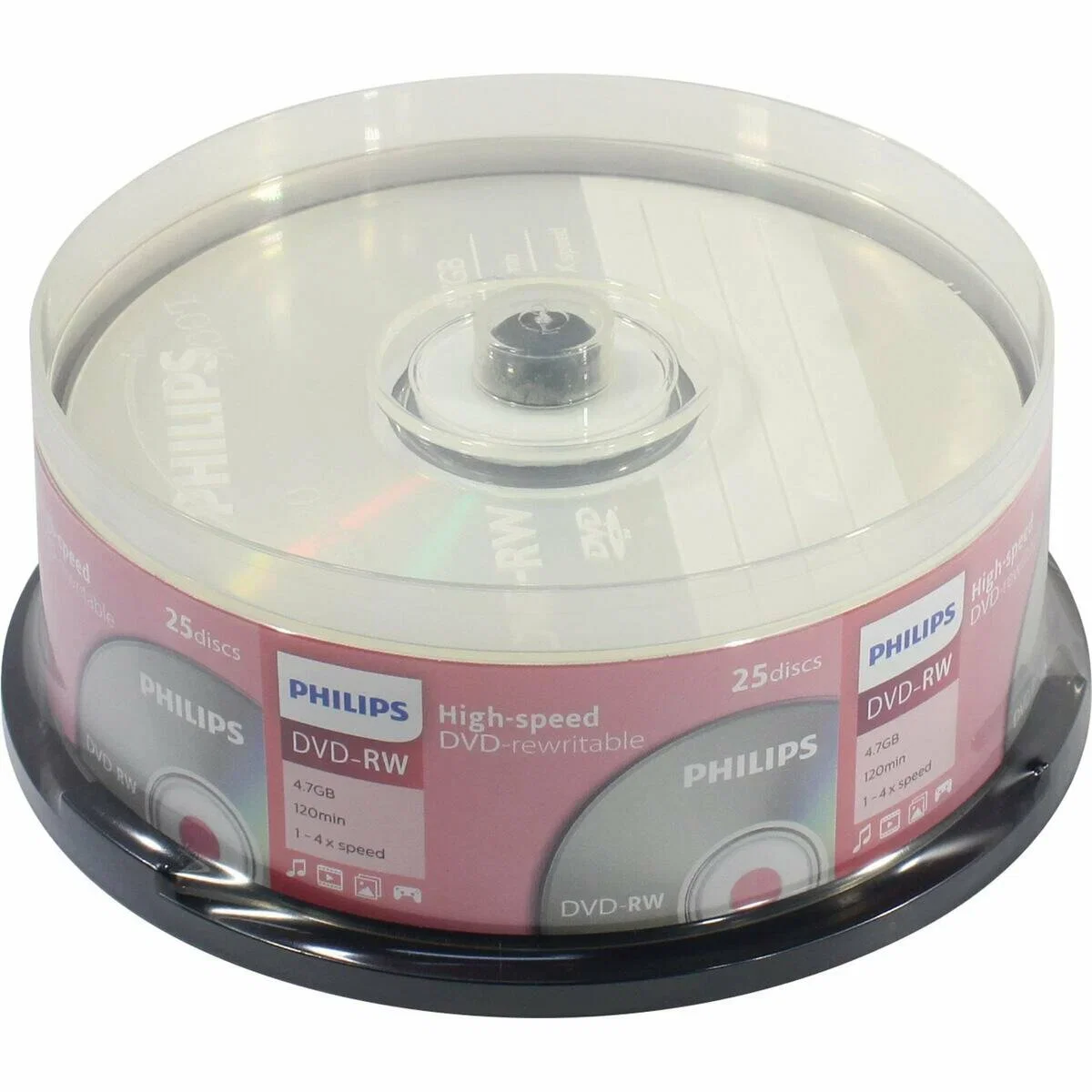 Диск DVD-RW Philips 4.7 Gb, 4x, Cake Box (25)