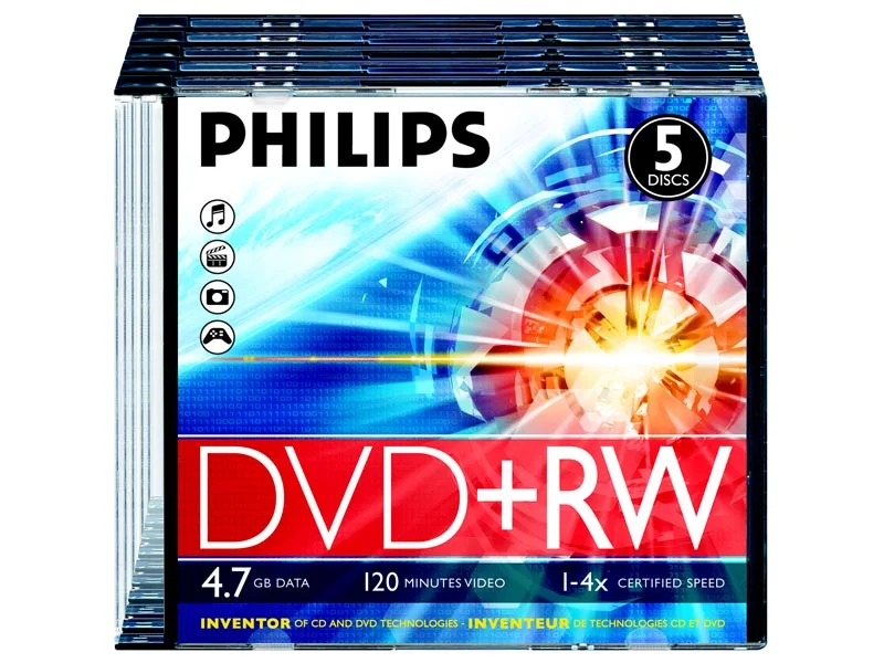 Диск DVD-RW Philips 4.7 Gb, 4x, Slim Case (1)