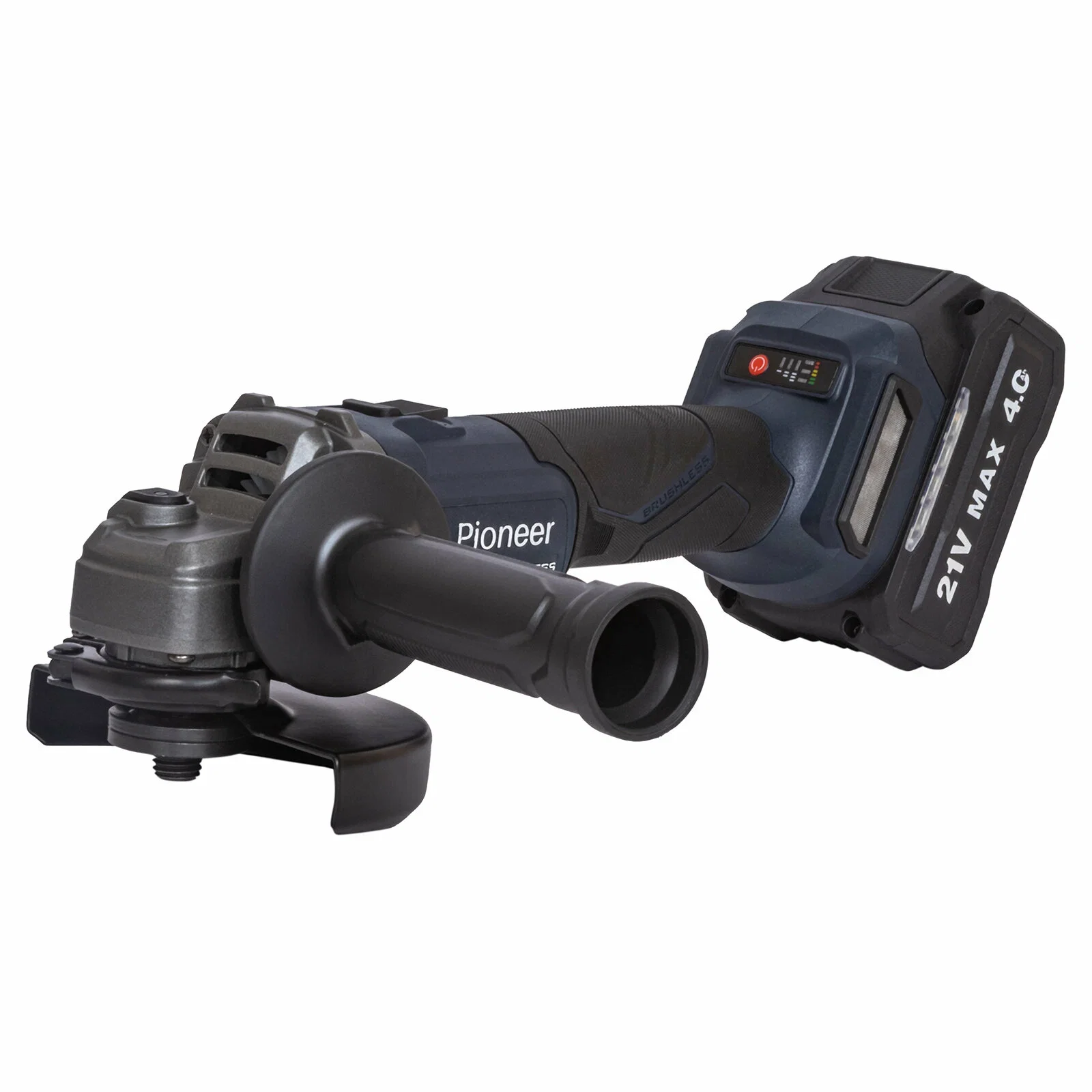 УШМ Pioneer АКУМ. AG-E20V-125-01B, 21В 4000мАч бещеточный D 125
