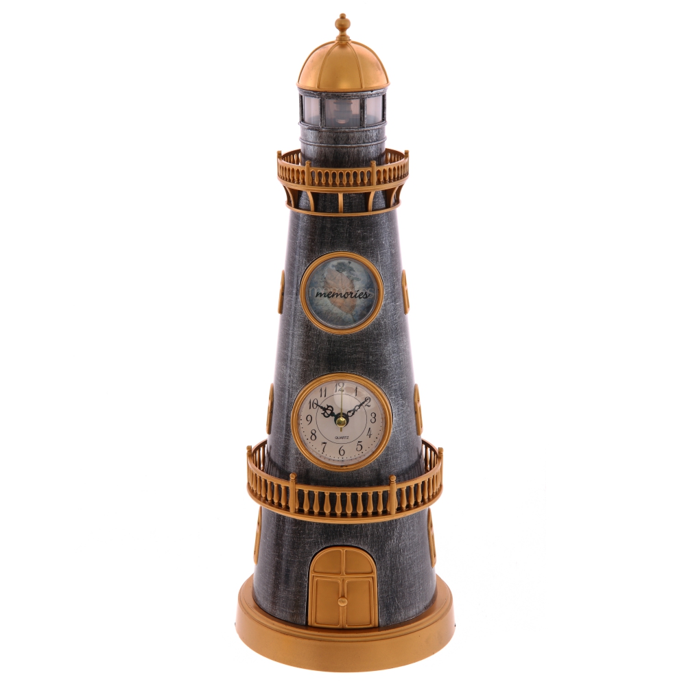 Часы настольные декоративные "Маяк" (муз., подсветка, 4xАА н/п), L13,5 W13,5 H37,5 см