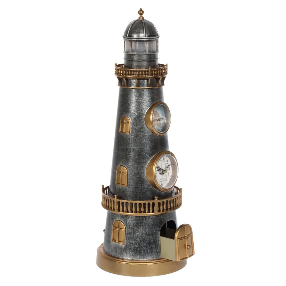 Часы настольные декоративные "Маяк" (муз., подсветка, 4xАА н/п), L13,5 W13,5 H37,5 см