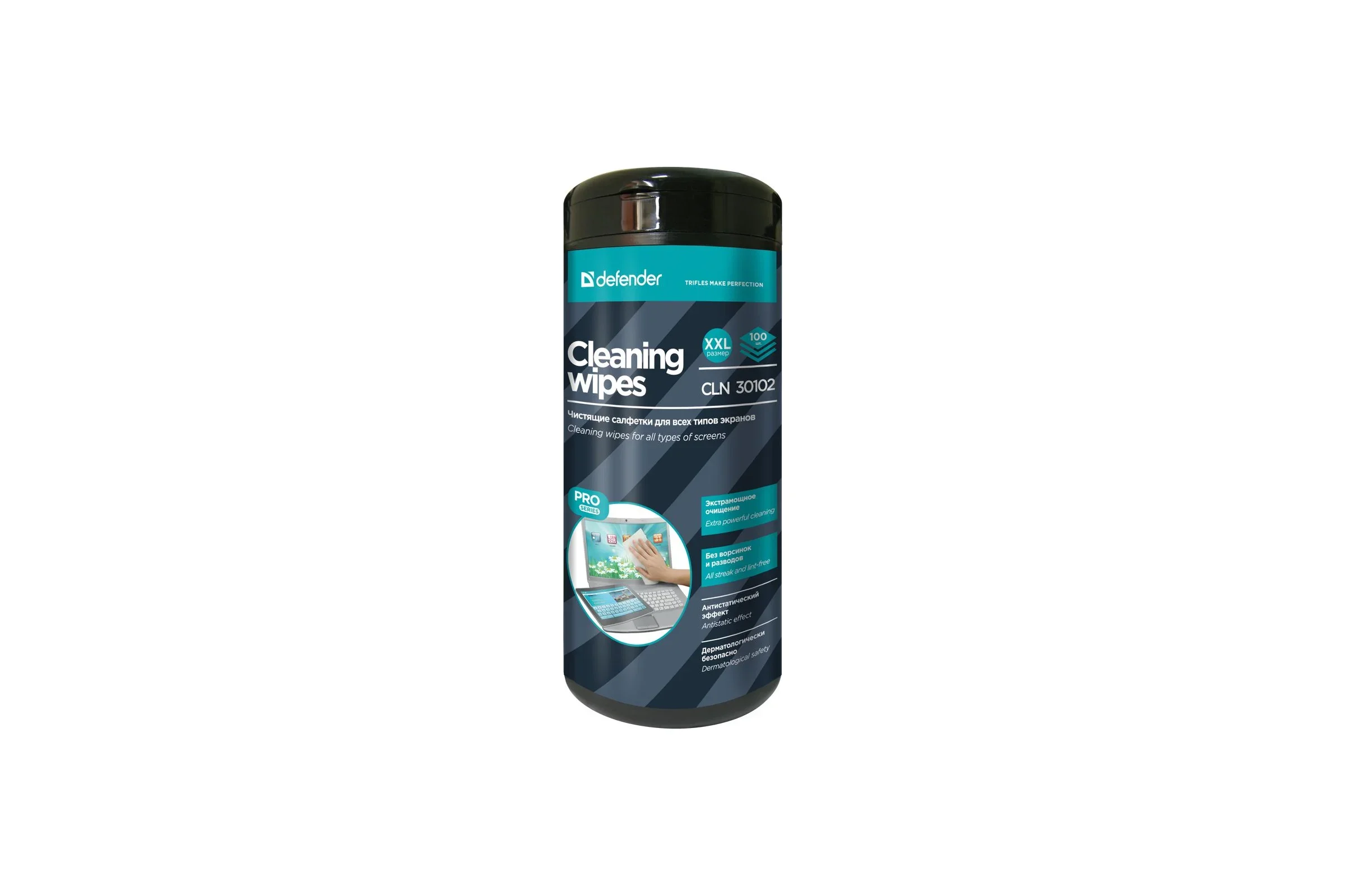 Defender Чистящие салфетки CLN 30102 Pro для экранов / нетканый материал "wetlaid"/ 100 шт/ Россия.