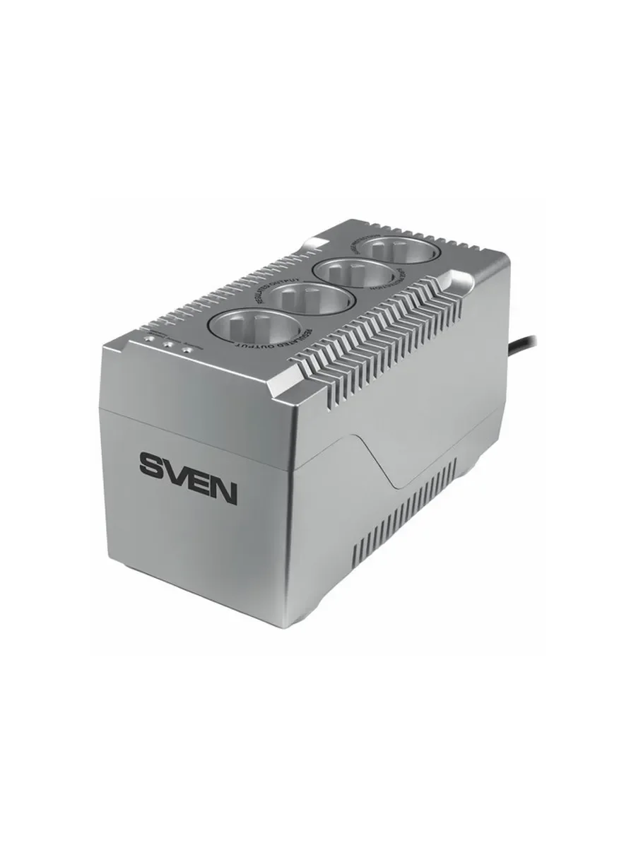 SVEN Стабилизатор VR-F1000 (≤320Вт, Вх.184-285V,4 × CEE7/4 (2*AVR, 2*сетевой фильтр) серебро