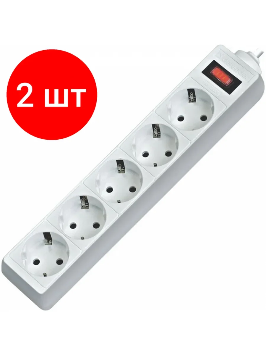 Defender Сетевой фильтр ES, белый, 5 розеток, 5 м.