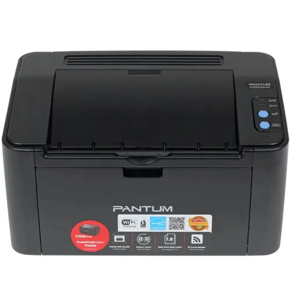 Принтер лазерный Pantum P2500NW (черно-белая печать, A4, 22 стр., 1200x1200 dpi, 128Mb, USB2.0, сетевой, WiFi, черный)