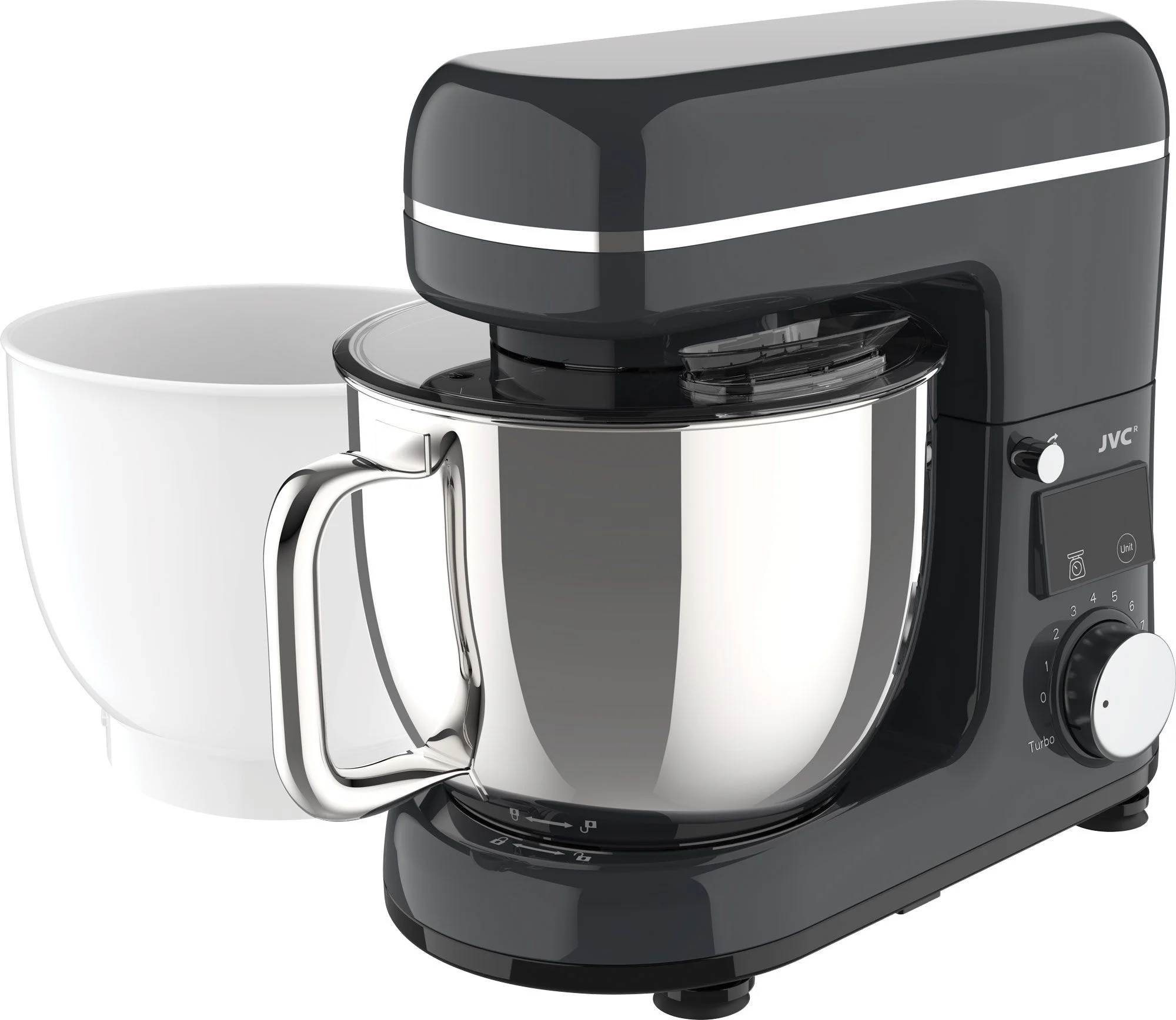 Миксер-тестомес JVC JK-MX523S, 1800Вт, 8 скоростей, чаша 5,5/4,5, темно-серый