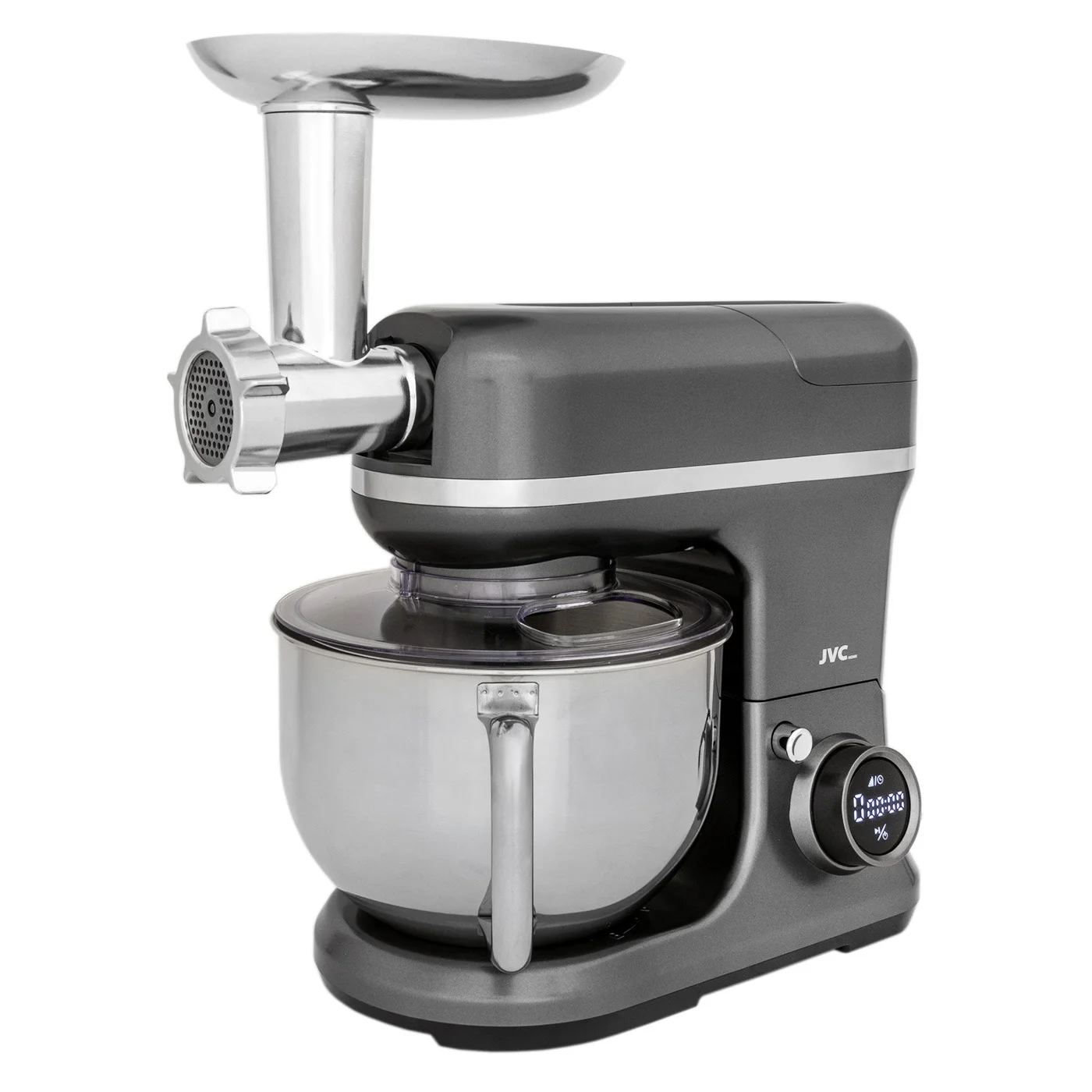 Миксер-тестомес JVC JK-MX525, 1600Вт, 8 скоростей, чаша 5,5/4,5, темно-серый