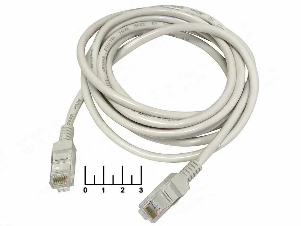 Коммутационный шнур 3м (патчкорд 8P8C) RJ-45 <=> RJ-45