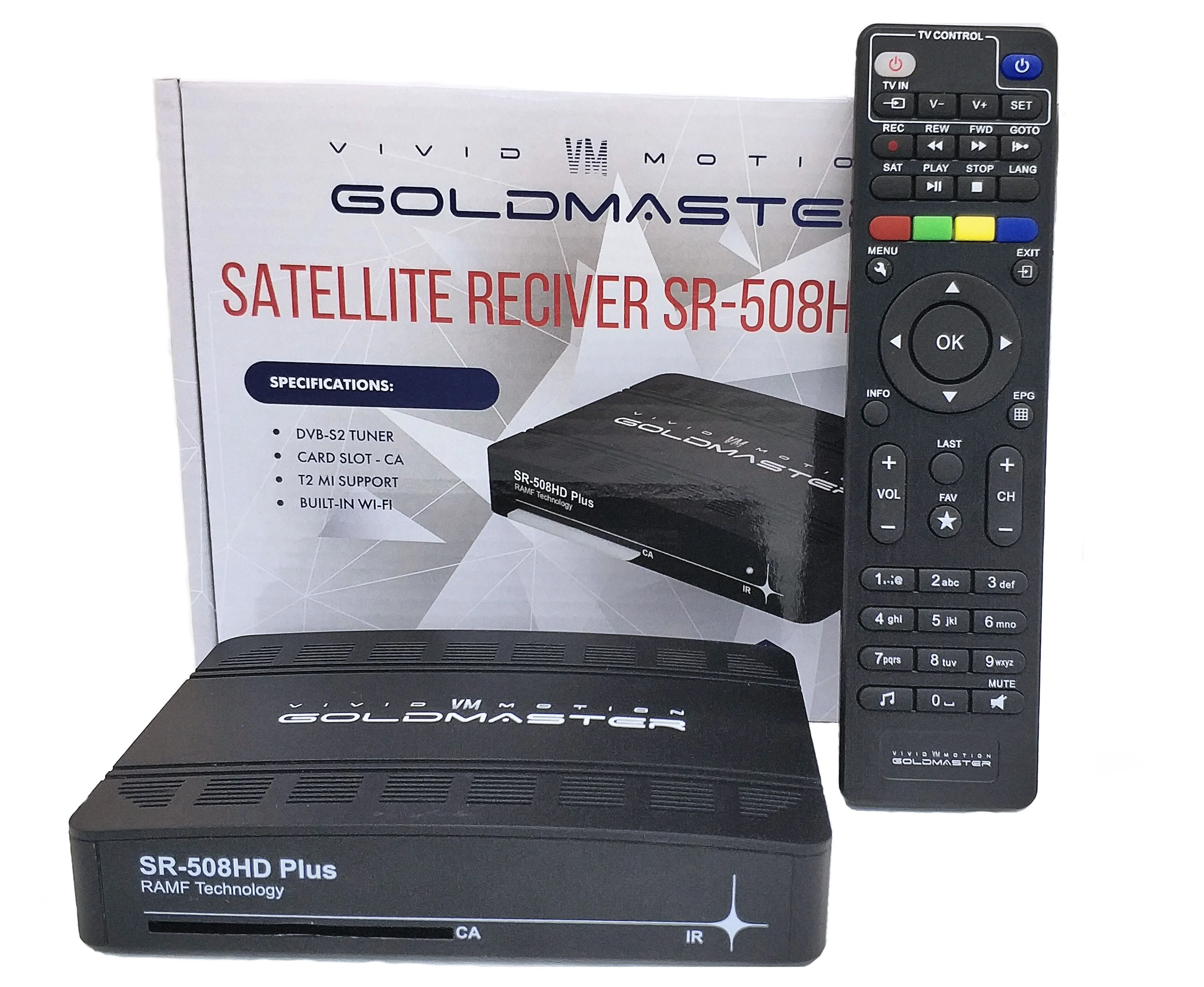 Ресивер спутниковый GoldMaster SR-508HD Plus (WiFi,Full HD, DVB- S/S2/T2-Mi , QPSK/универсальный ДУ)
