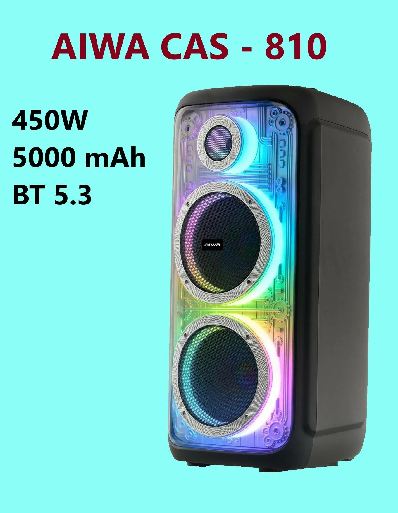 Мидисистемы AIWA CAS-810, 100Вт, 5000мАч, 40-20000 ГЦ,