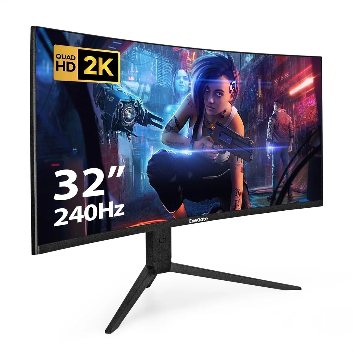 Монитор 31.5" ExeGate Combat EC3200TA VA 2560x1440, 165 Гц, 5 мс (GtG), 16:9, 300 кд/м², изогнутый (1500R), 2×HDMI 2.0, 2×DP, 3.5 Jack, динамики (2×3